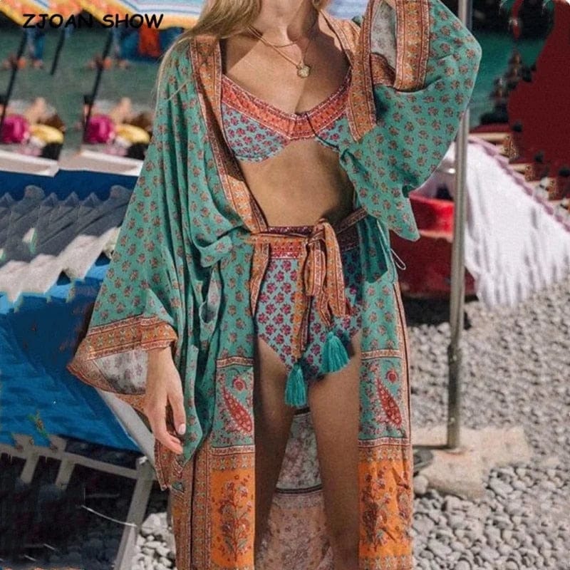 Türkis Vintage Strandkimono