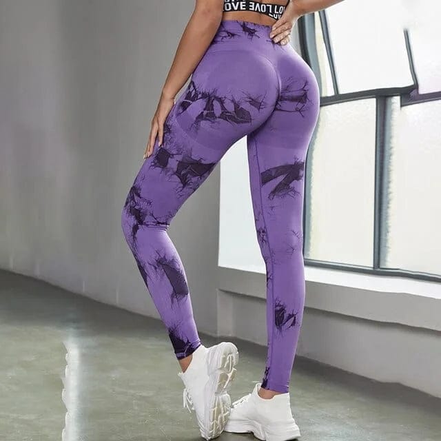 Violett Damenleggings mit dekorativem Muster