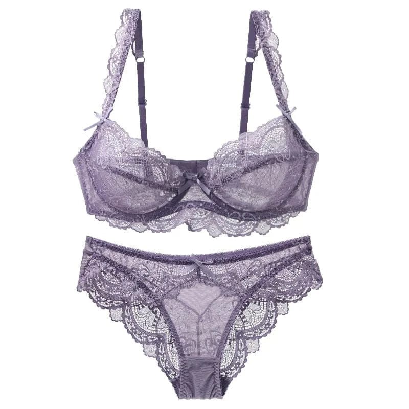 Violett Dessous-Set aus Spitze mit Höschen