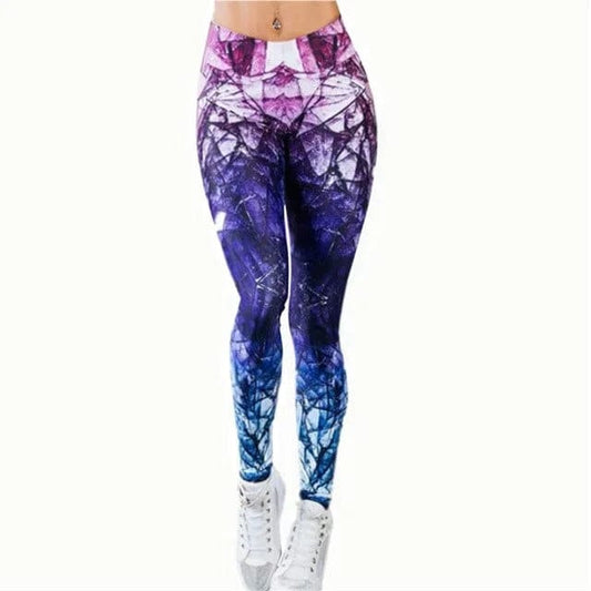 Violett Gemusterte Sportleggings