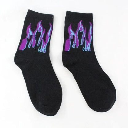 Violett Herrensocken mit Flammendruck