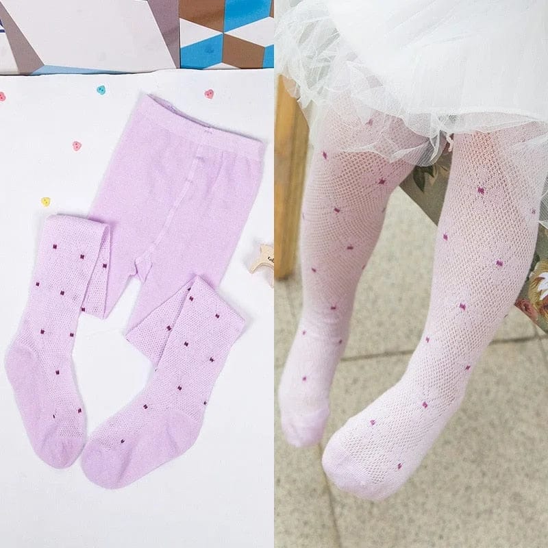 Violett Kinderstrumpfhose mit Blumen