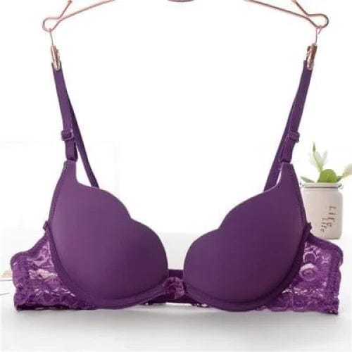 Violett Push-up-BH mit Spitzenverschluss