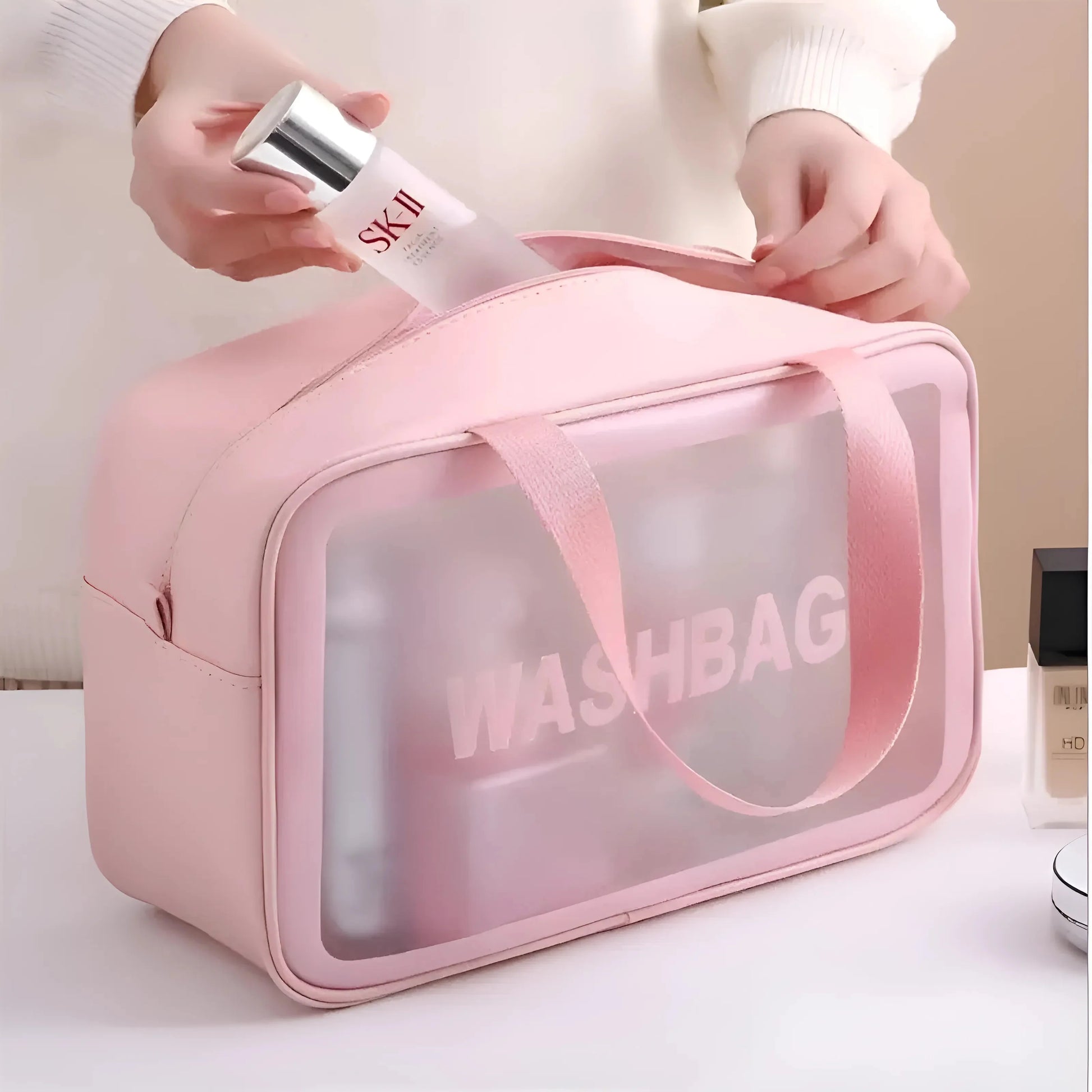 Waterproof Transparent Cosmetic Bag with Handle