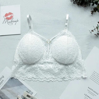 Weiß Bralette aus Spitze mit Trägern