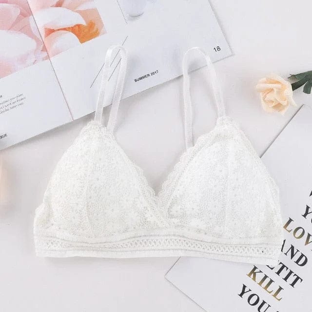 Weiß Bralette-BH aus Spitze