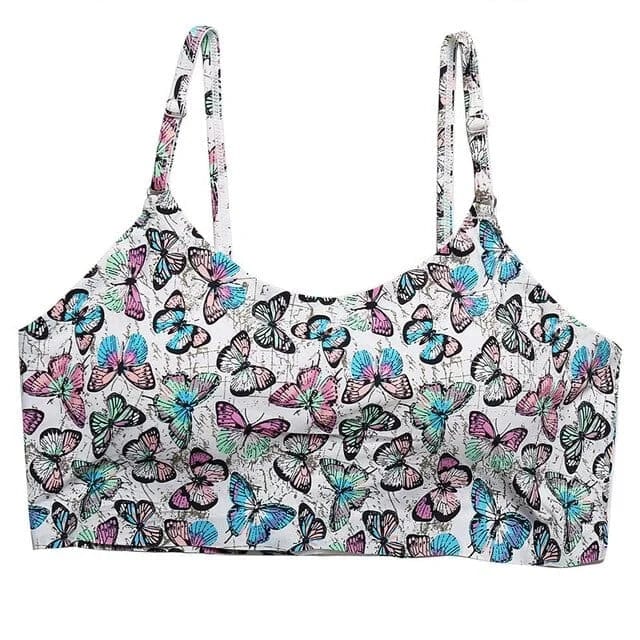 Weiß Bralette-BH mit bunten Drucken