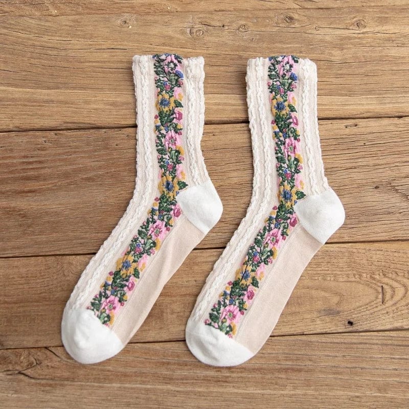 Weiß Dekorative Socken mit Blumenmuster