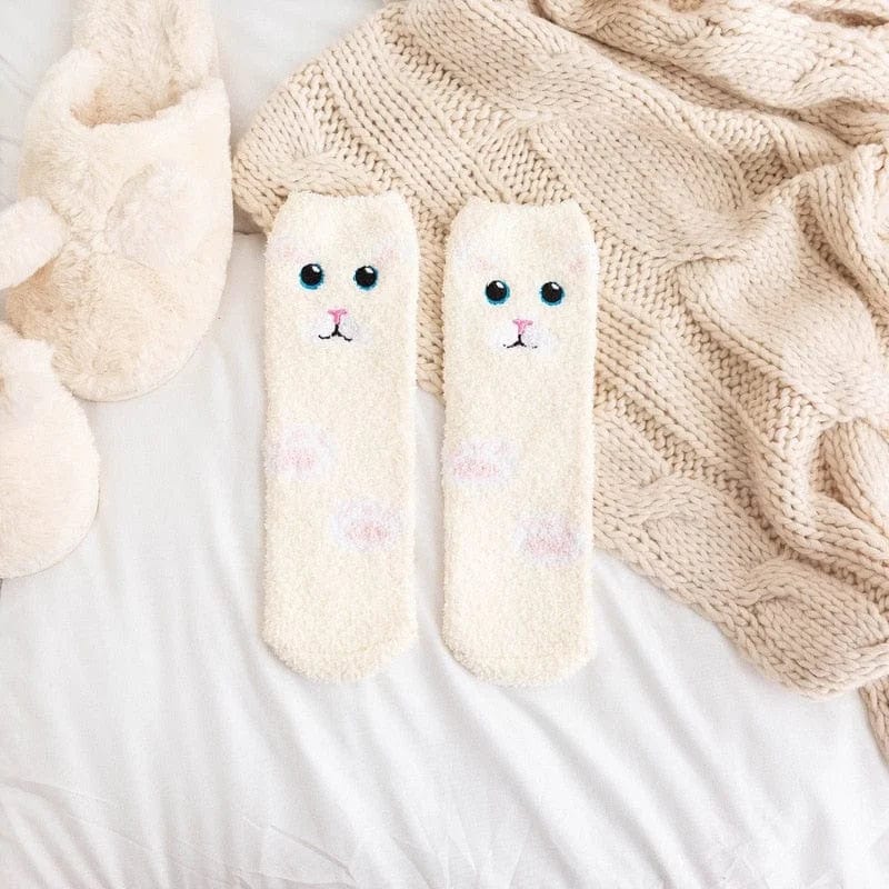 Weiß Dicke Socken mit Tiermotiv