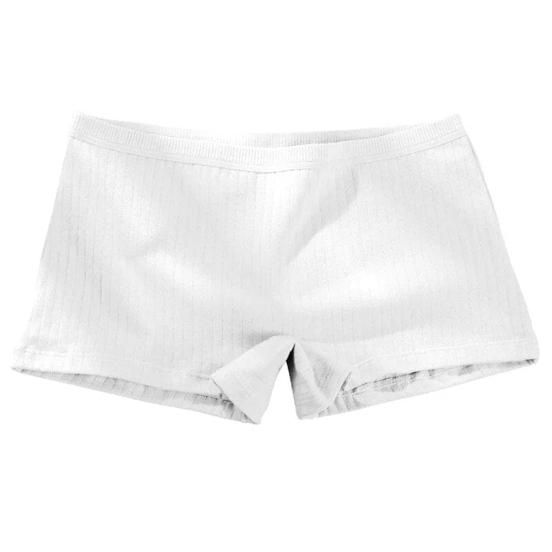 Weiß Gerippte Boxershorts für Damen