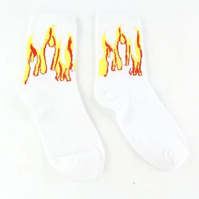 Weiß Herrensocken mit Flammendruck