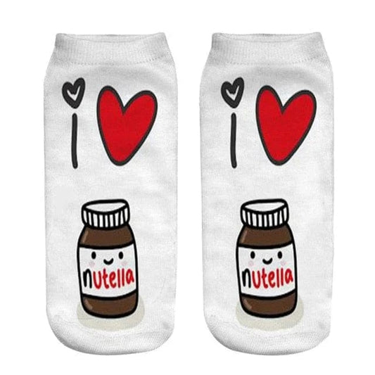 Weiß Kurze Socken mit einzigartigem Nutella-Muster