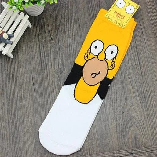 Weiß Lange Herrensocken mit der Simpsons-Familie