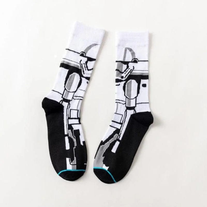 Weiß Lange Herrensocken mit Star Wars Helden