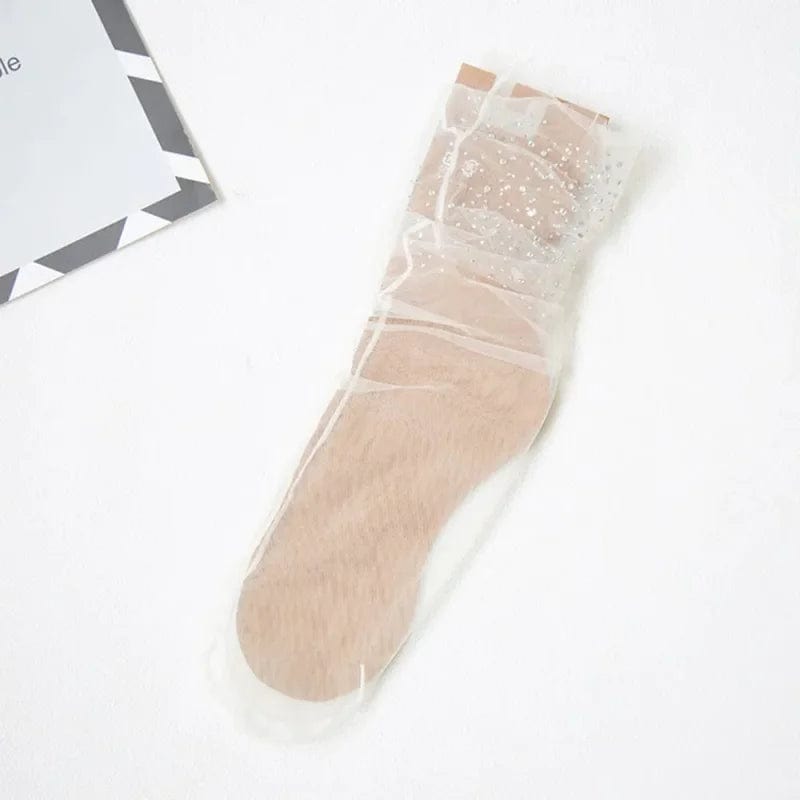 Weiß Transparente Socken mit Zirkonen