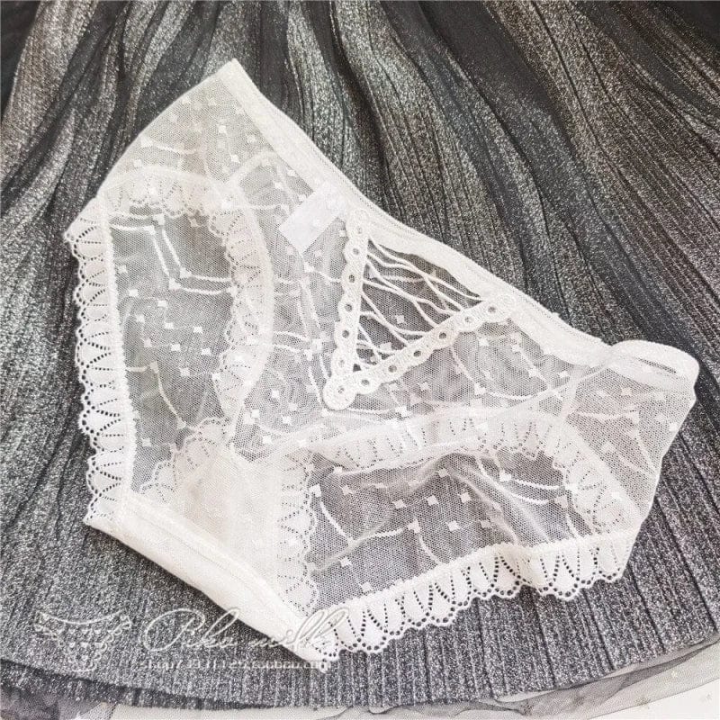 Weiß Transparenter Slip mit Schnüren