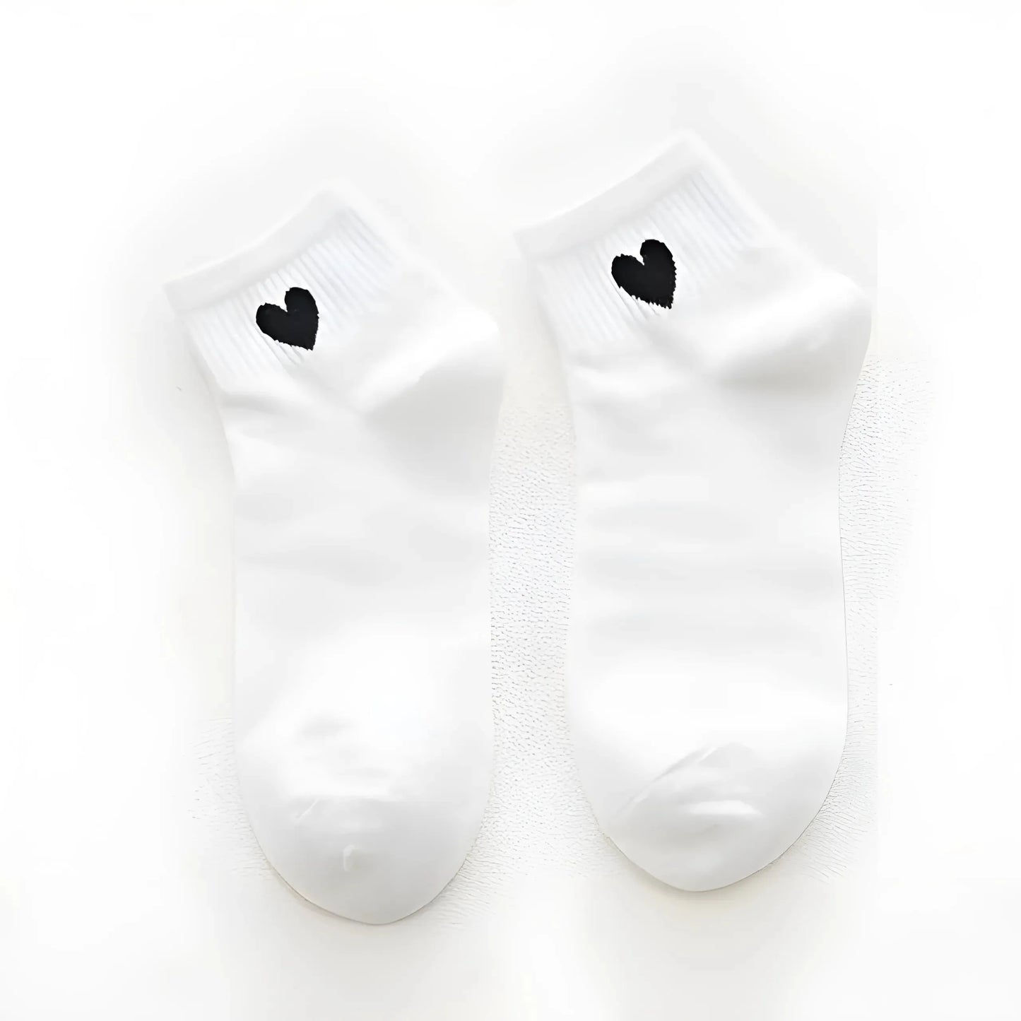 White Ankle Socks with Decorative Heart