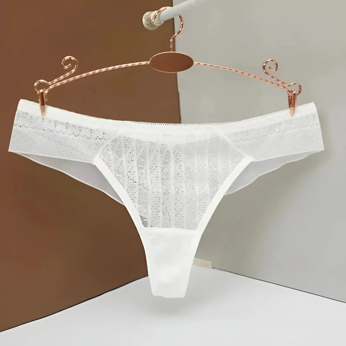 White Brazilian Knickers with Sheer Mesh Detail