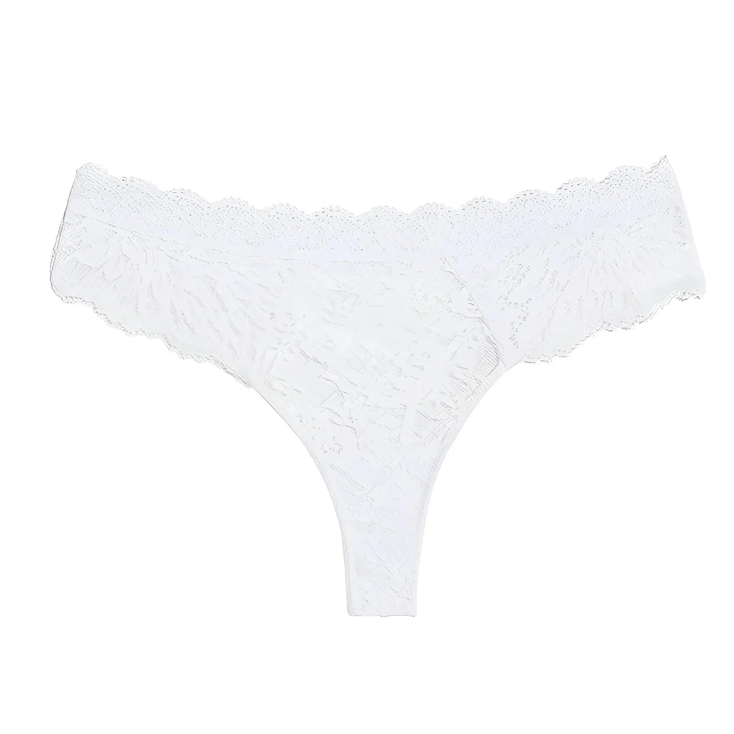 White Classic Lace Thongs