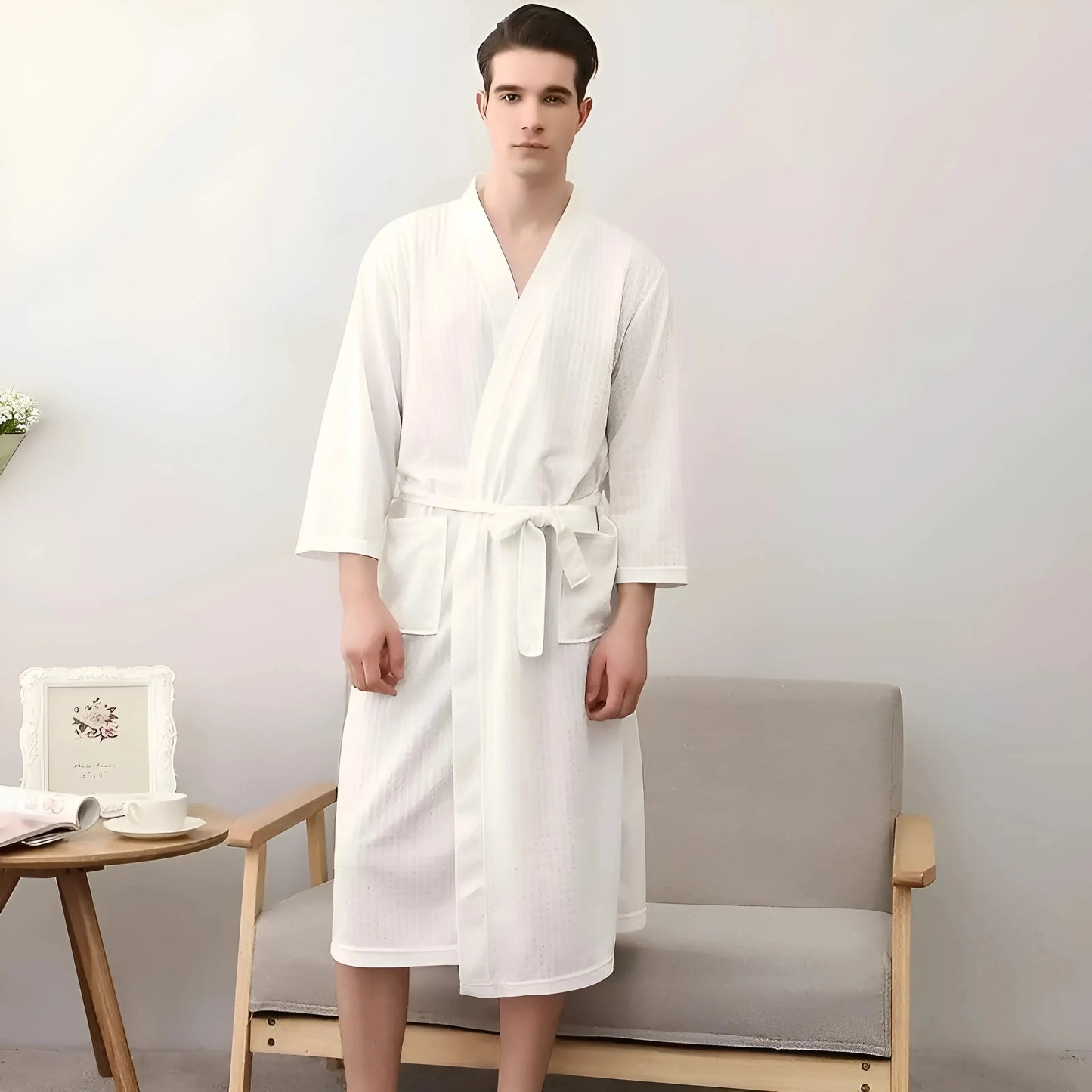 White Classic Men's Bathrobe