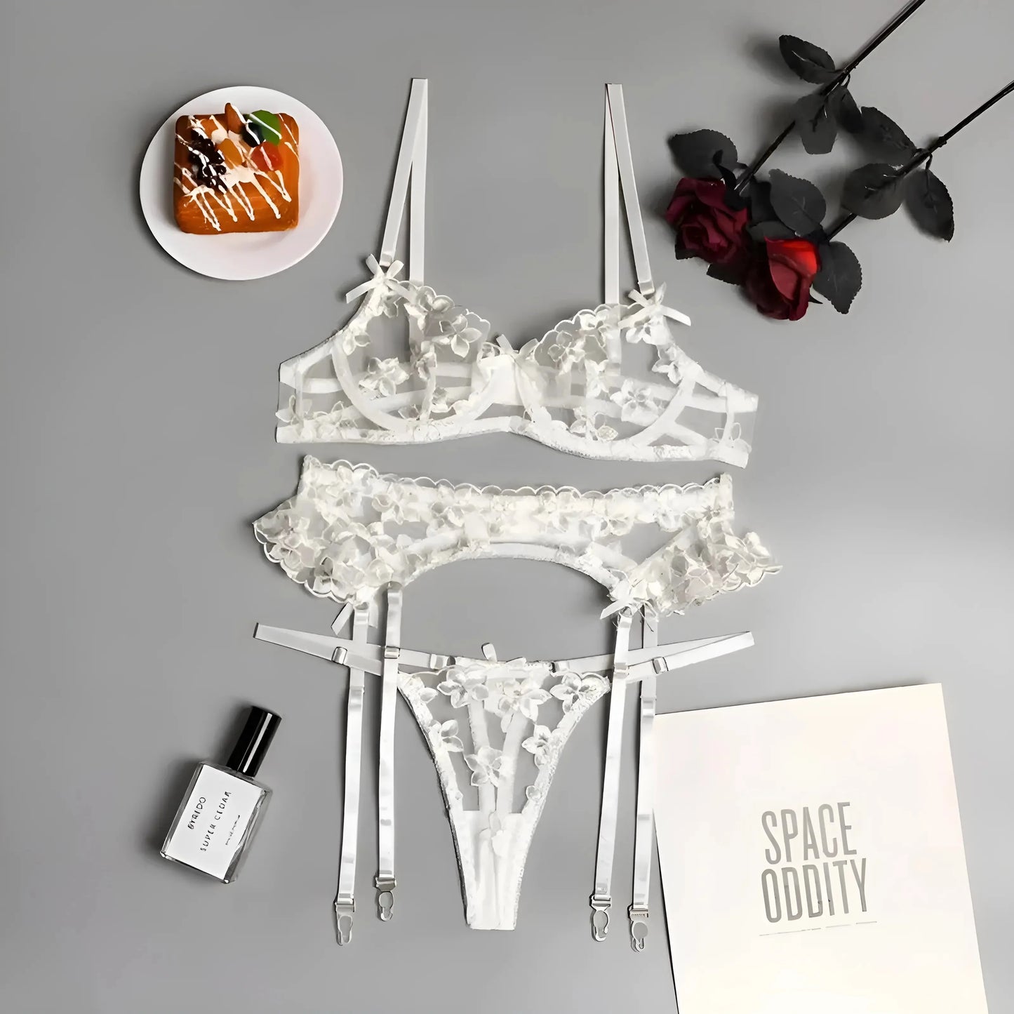 White Floral Lace Lingerie Set