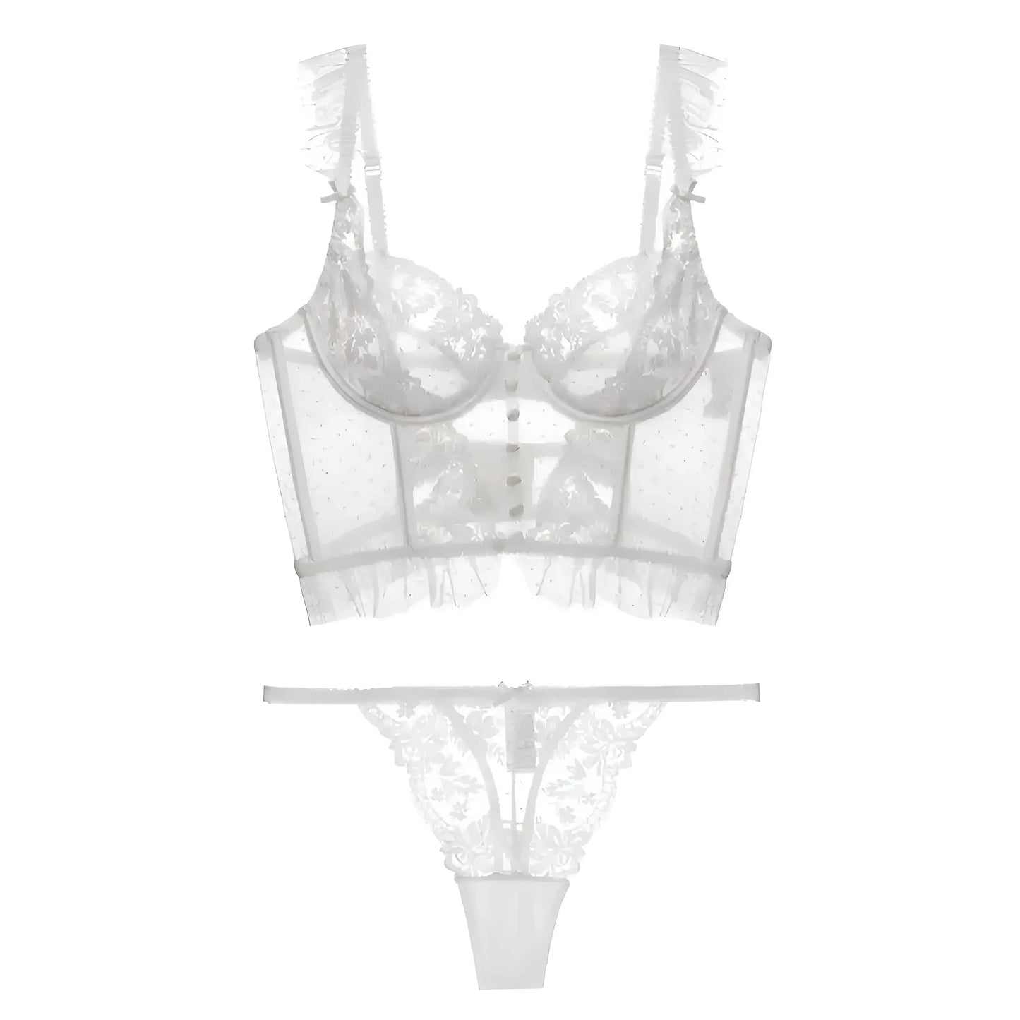 White Lace Corset-Style Lingerie Set