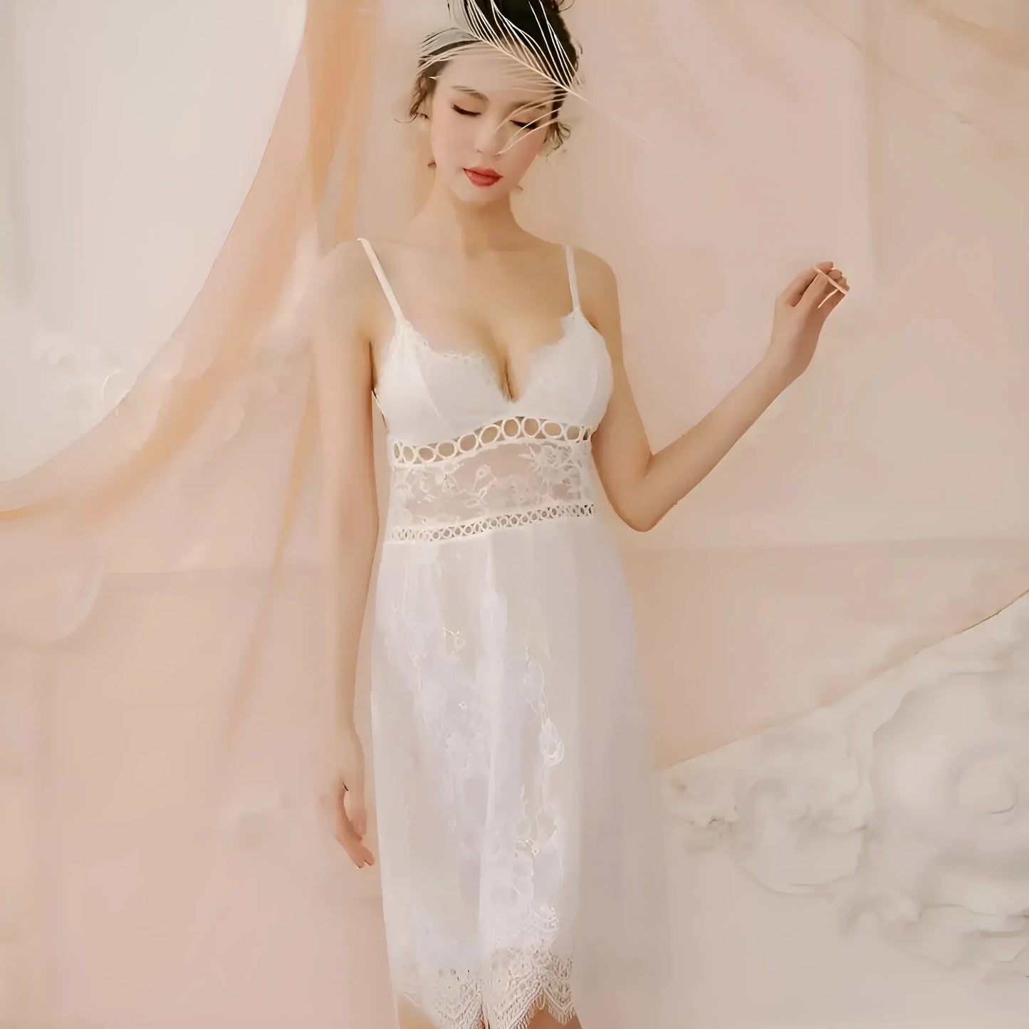 White Long Bridal Nightdress