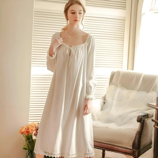 White Long Sleeve Nightdress