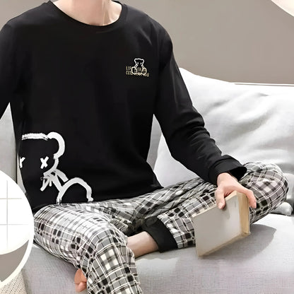 White Men's Printed Pyjamas