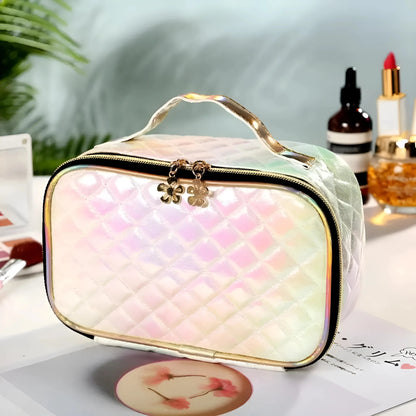 White Quilted Cosmetic Case - Vanity Box