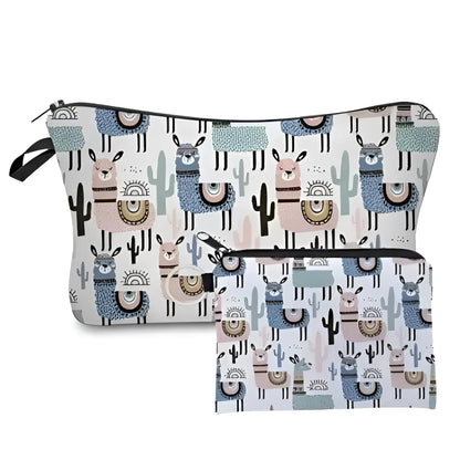 White Set of Two Zip Cosmetic Bags