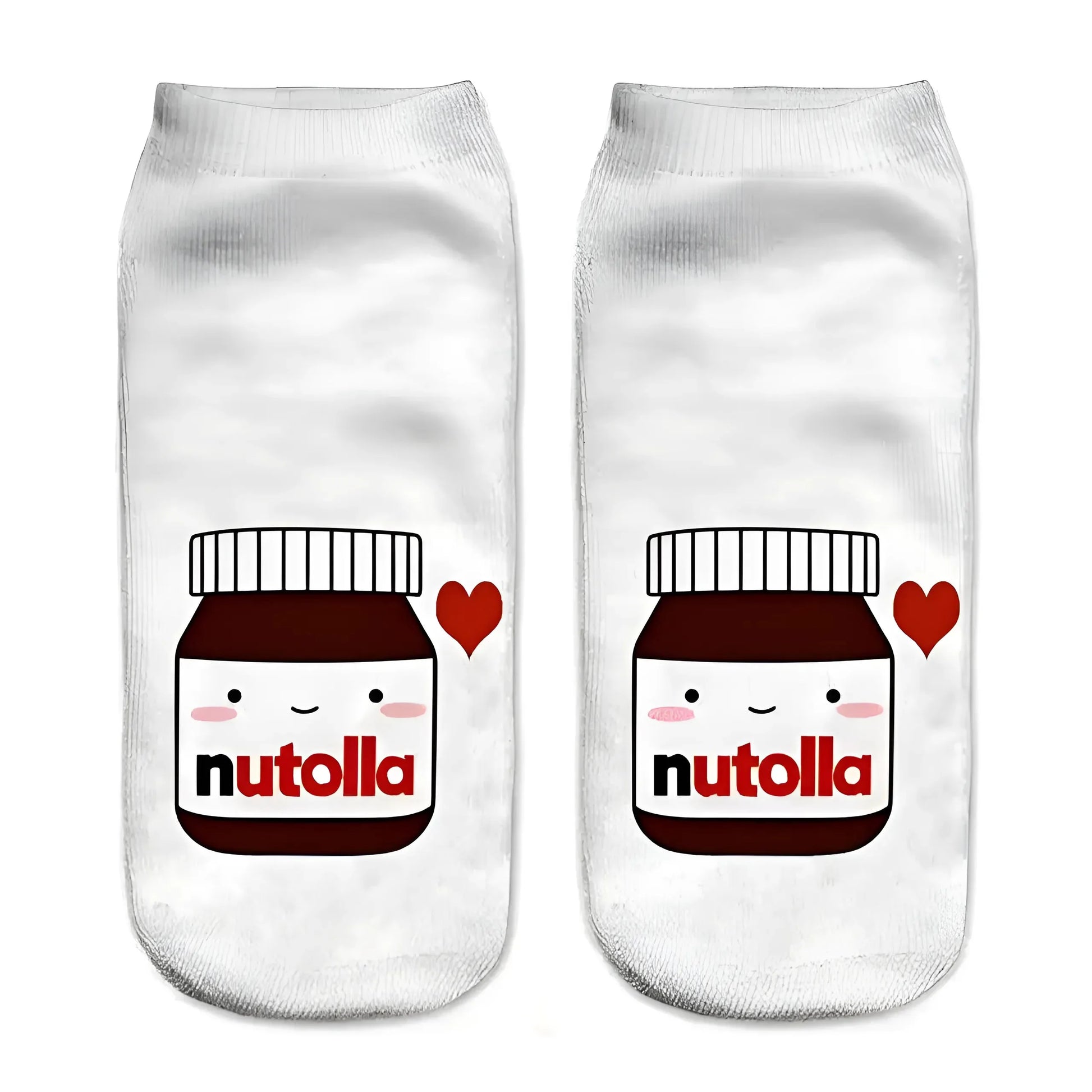 White Short Nutella Patterned Socks