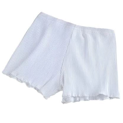 White Striped Women's Boxer Shorts with Longer Legs