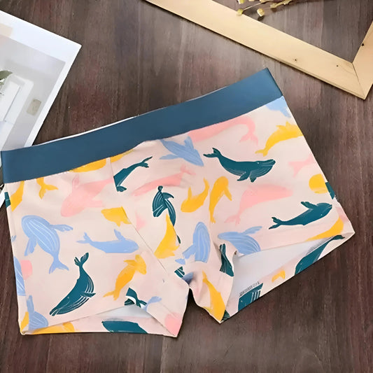 Yellow 4 pack of men's boxer shorts in pastel patterns