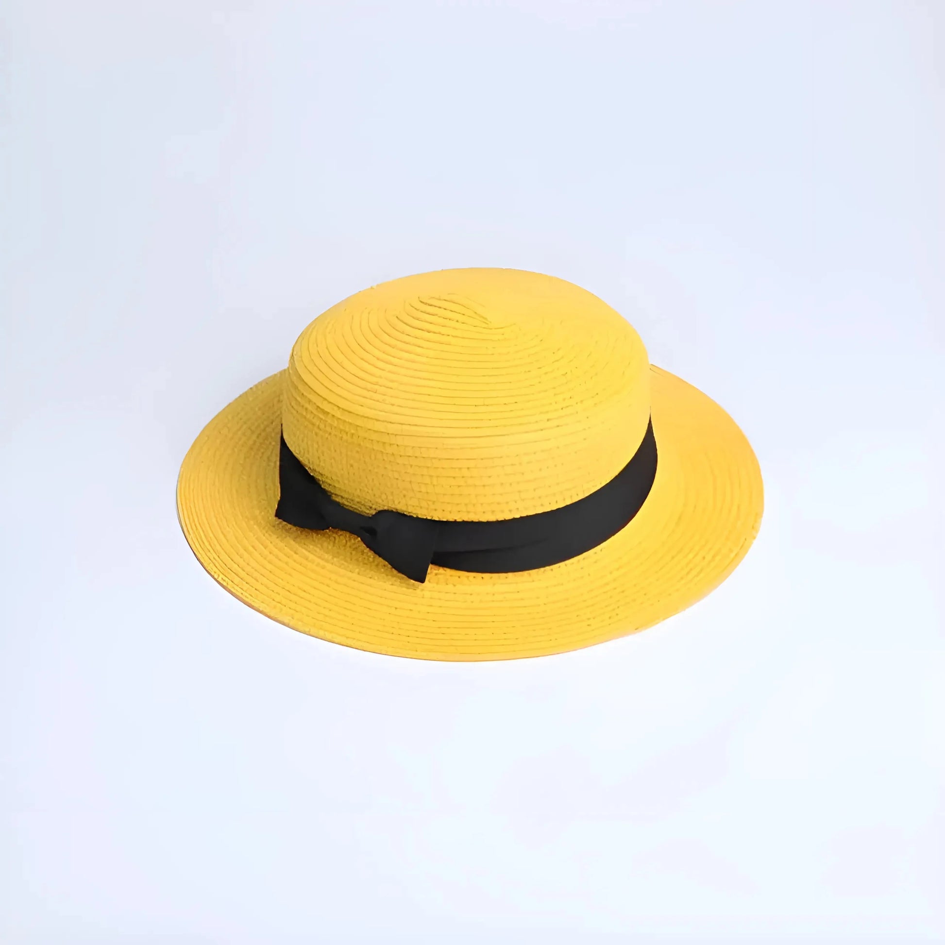 Yellow Beach Hat with Black Ribbon