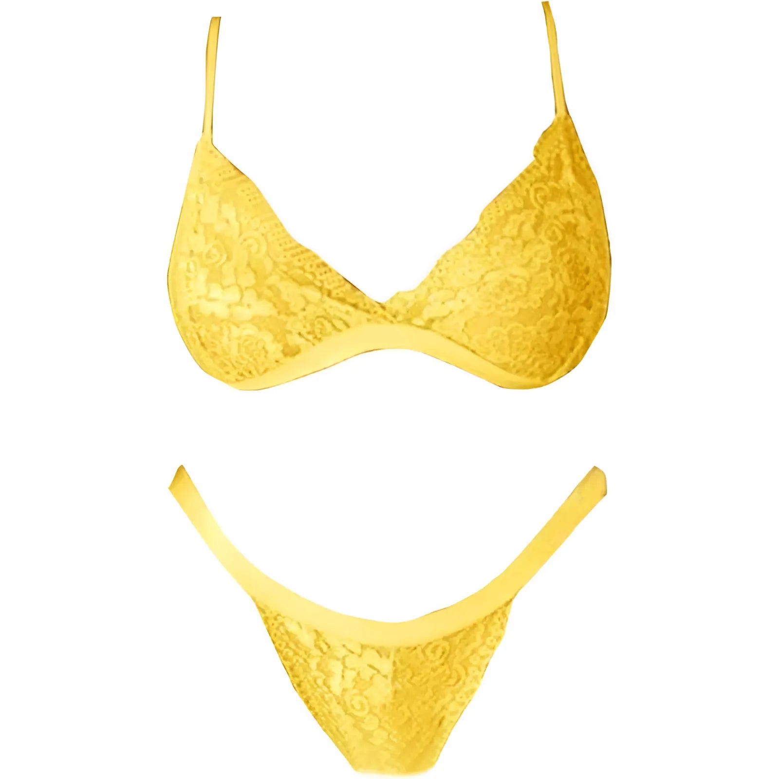 Yellow Classic Lace Lingerie Set
