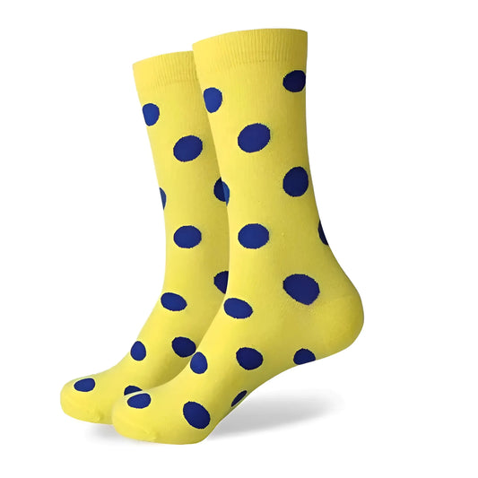 Yellow-Navy Men's Long Socks in Colourful Patterns